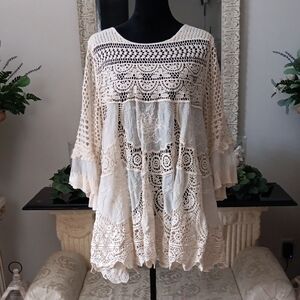 Chic Cream Lace Swim Coverup